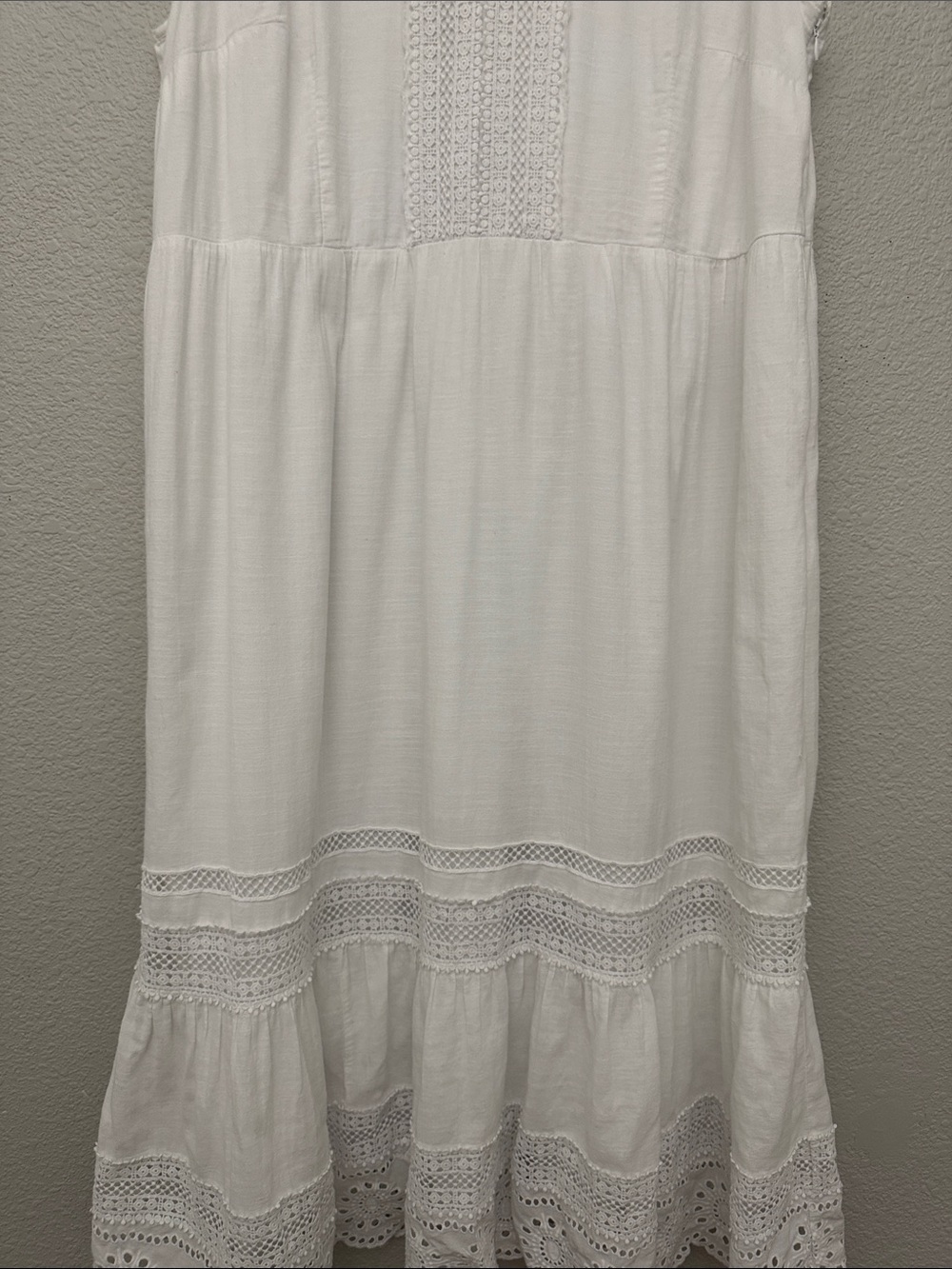 Talbots Woman Maxi Dress White Sleeveless Eyelet Cotton Boho Peasant Size 20W - Picture 3 of 16